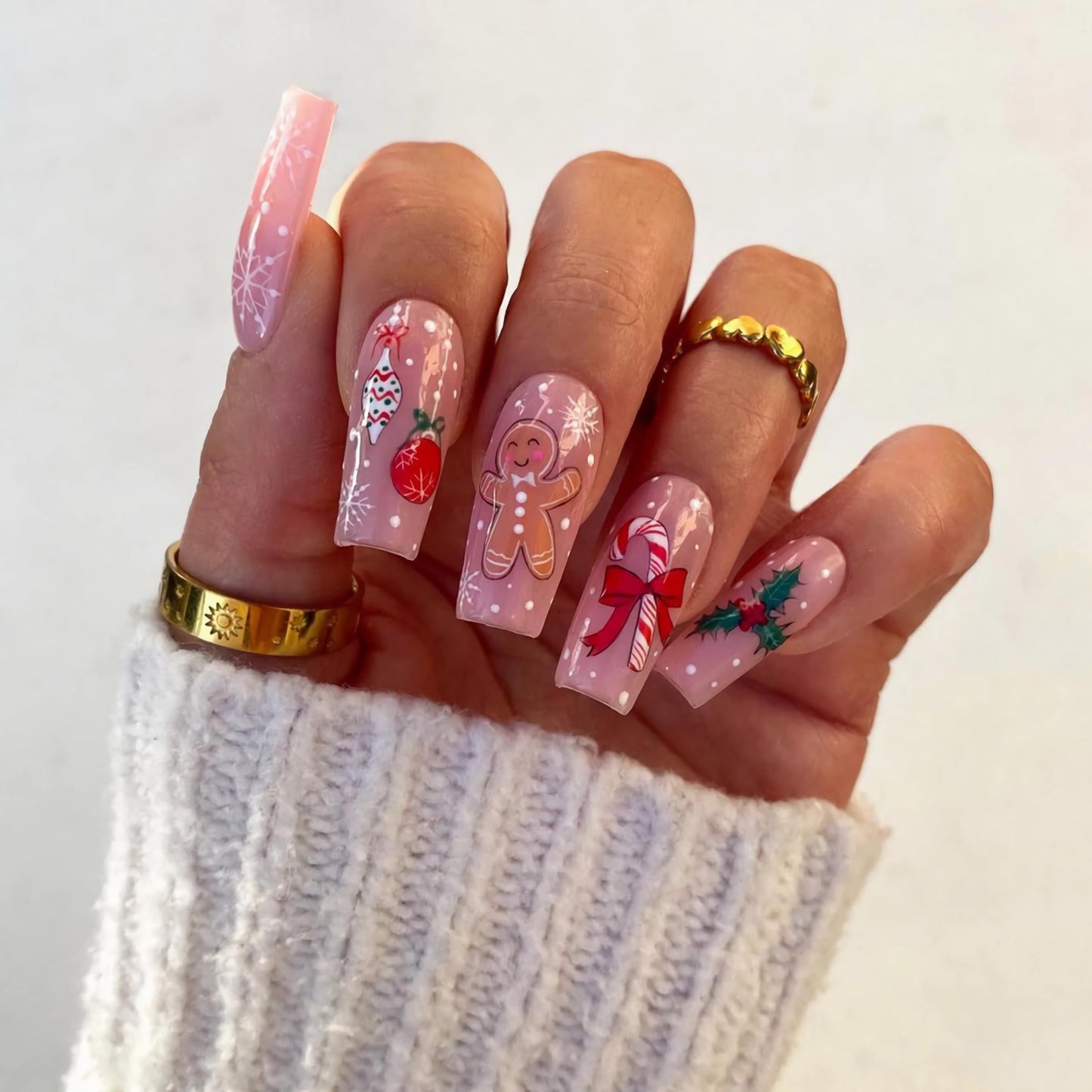 BABALAL Coffin Press on Nails Long Fake Nails White French Glue on Nails Glitter Rhinestone Flower Design Ballerina False Nails 24Pcs Shiny Acrylic Nails for Women and Girls