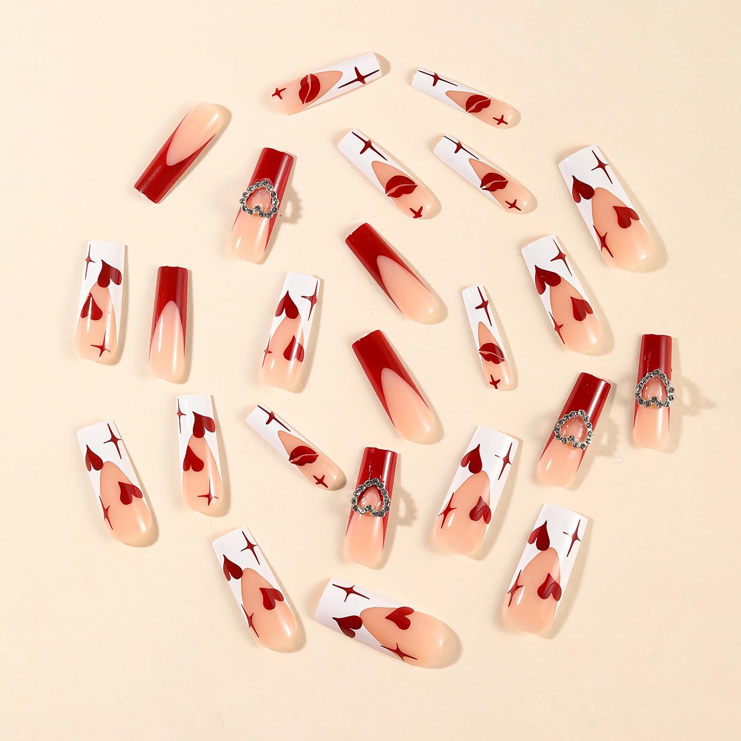 BABALAL Coffin Press on Nails Long Fake Nails White French Glue on Nails Glitter Rhinestone Flower Design Ballerina False Nails 24Pcs Shiny Acrylic Nails for Women and Girls