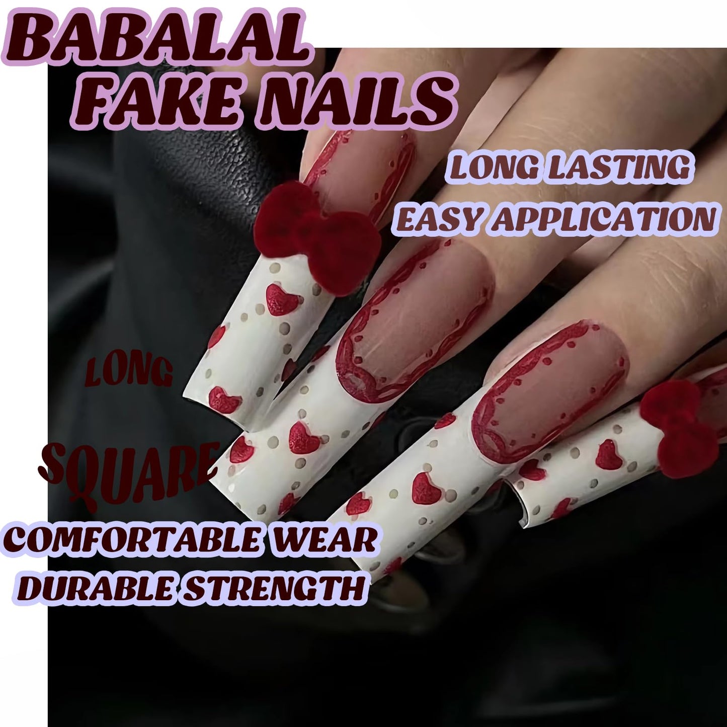 BABALAL Coffin Press on Nails Long Fake Nails White French Glue on Nails Glitter Rhinestone Flower Design Ballerina False Nails 24Pcs Shiny Acrylic Nails for Women and Girls
