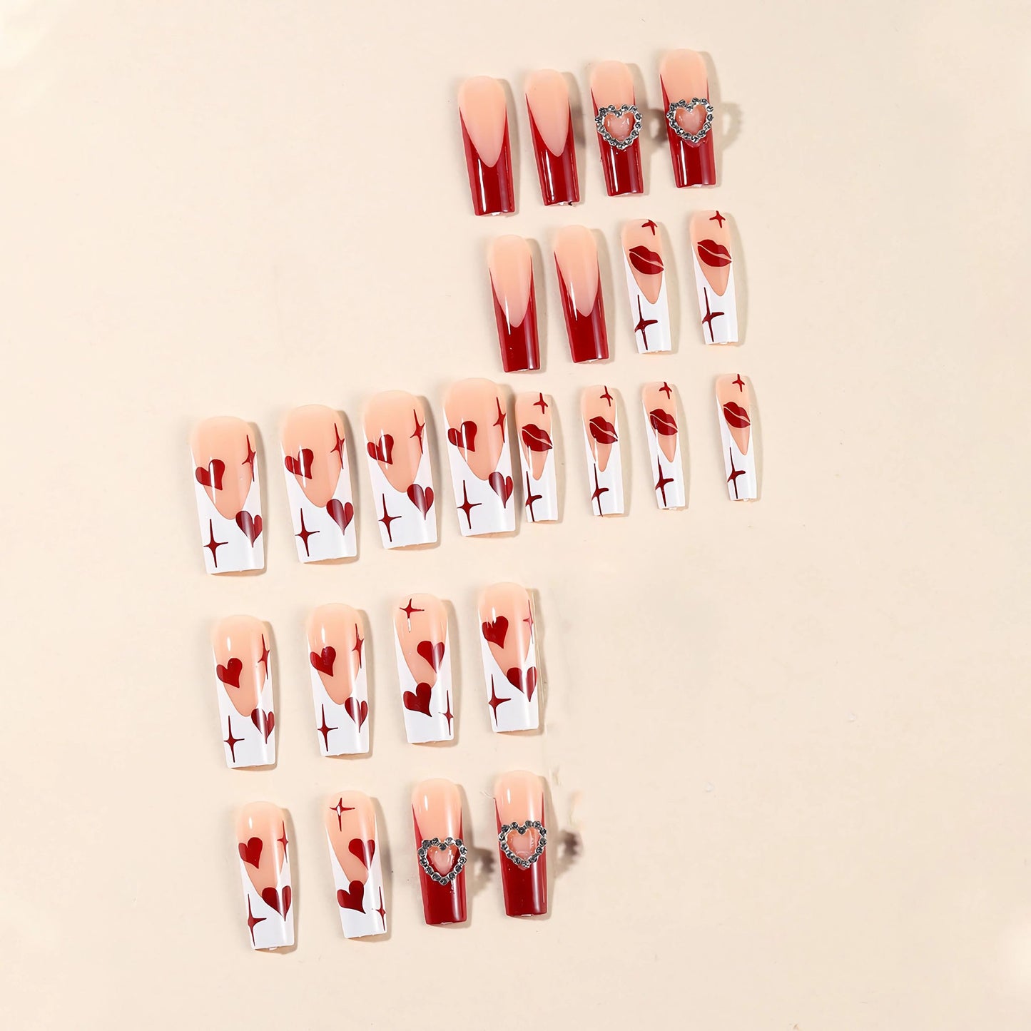 BABALAL Coffin Press on Nails Long Fake Nails White French Glue on Nails Glitter Rhinestone Flower Design Ballerina False Nails 24Pcs Shiny Acrylic Nails for Women and Girls