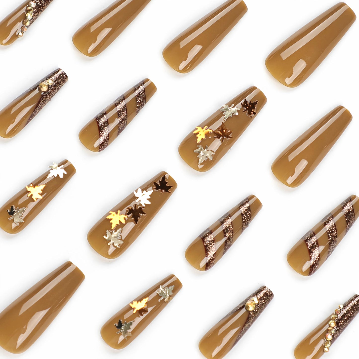 BABALAL Coffin Press on Nails Long Fake Nails White French Glue on Nails Glitter Rhinestone Flower Design Ballerina False Nails 24Pcs Shiny Acrylic Nails for Women and Girls