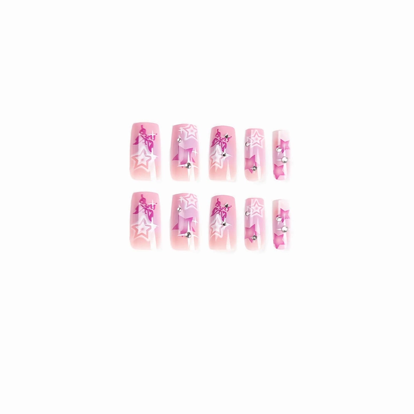 BABALAL Square Press on Nails Medium Fake Nails Sliver Glue on Nails Shiny Squoval Flower Stick on Nails for Women and Girls