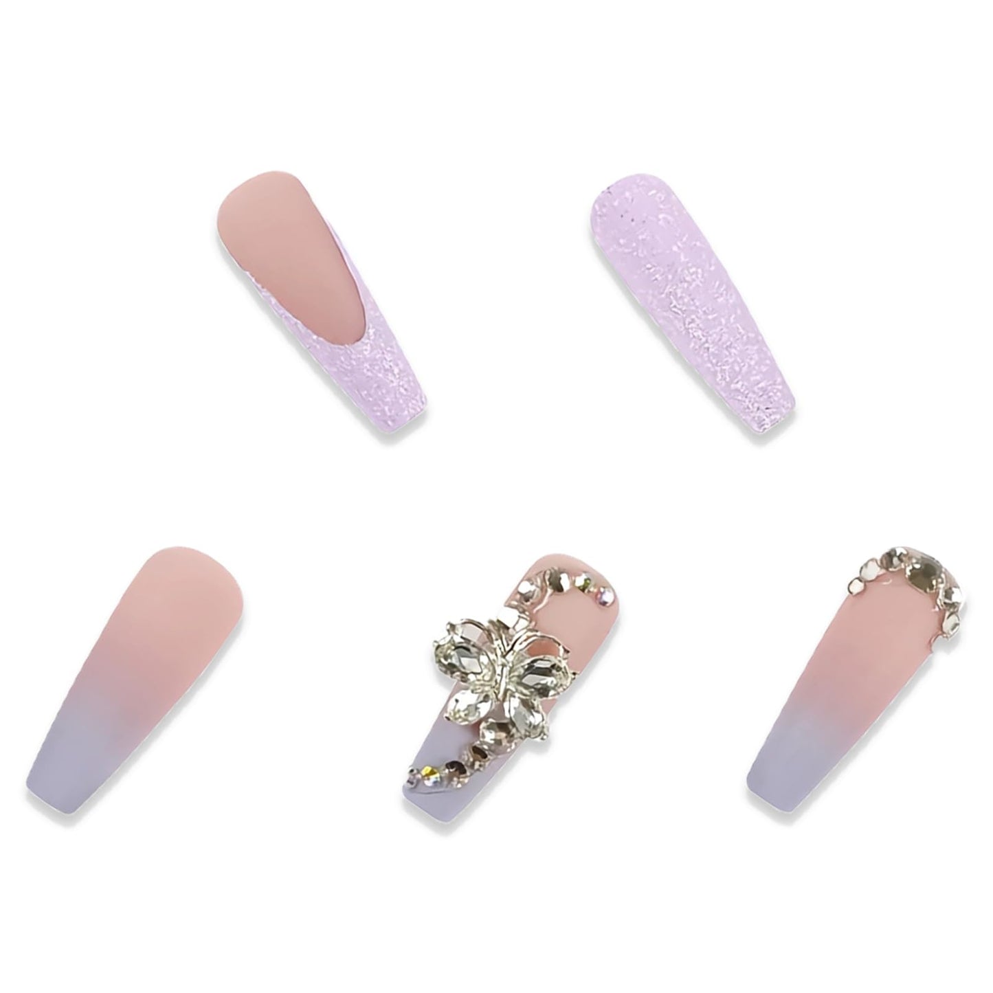 BABALAL Square Press on Nails Medium Fake Nails Sliver Glue on Nails Shiny Squoval Flower Stick on Nails for Women and Girls