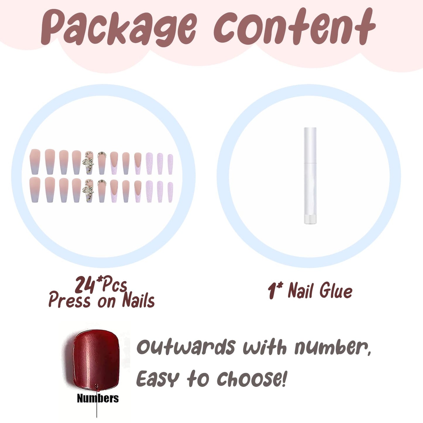 BABALAL Square Press on Nails Medium Fake Nails Sliver Glue on Nails Shiny Squoval Flower Stick on Nails for Women and Girls