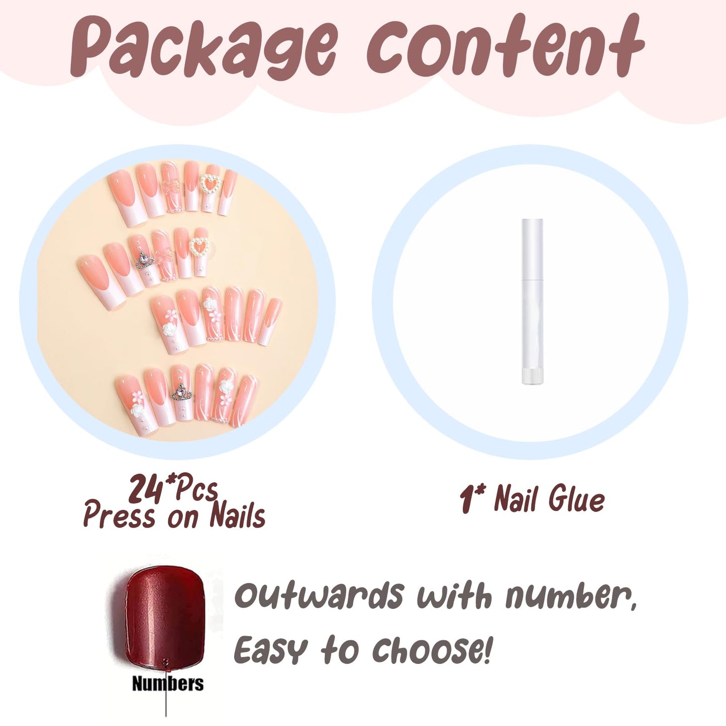 BABALAL Square Press on Nails Medium Fake Nails Sliver Glue on Nails Shiny Squoval Flower Stick on Nails for Women and Girls