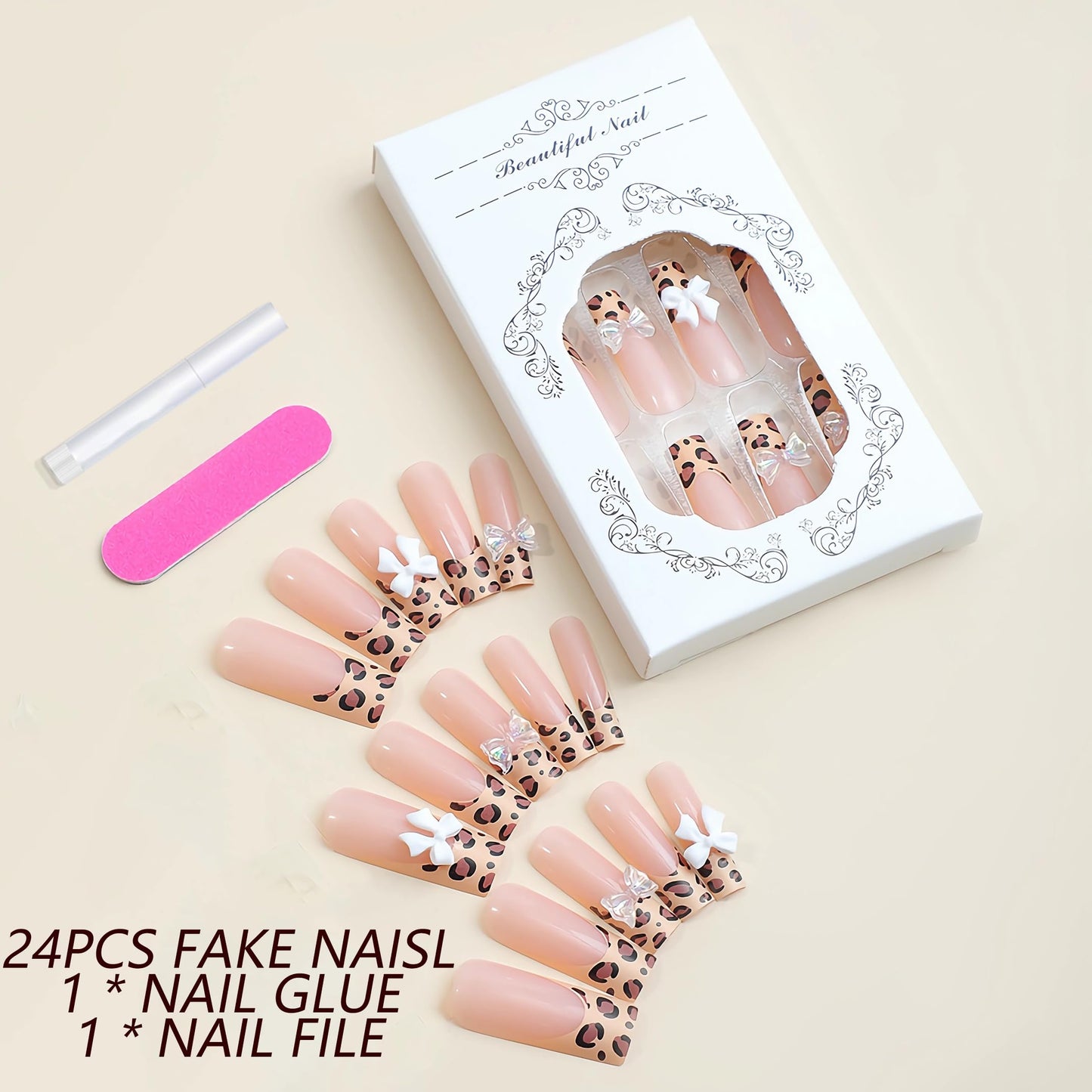 BABALAL Square Press on Nails Medium Fake Nails Sliver Glue on Nails Shiny Squoval Flower Stick on Nails for Women and Girls