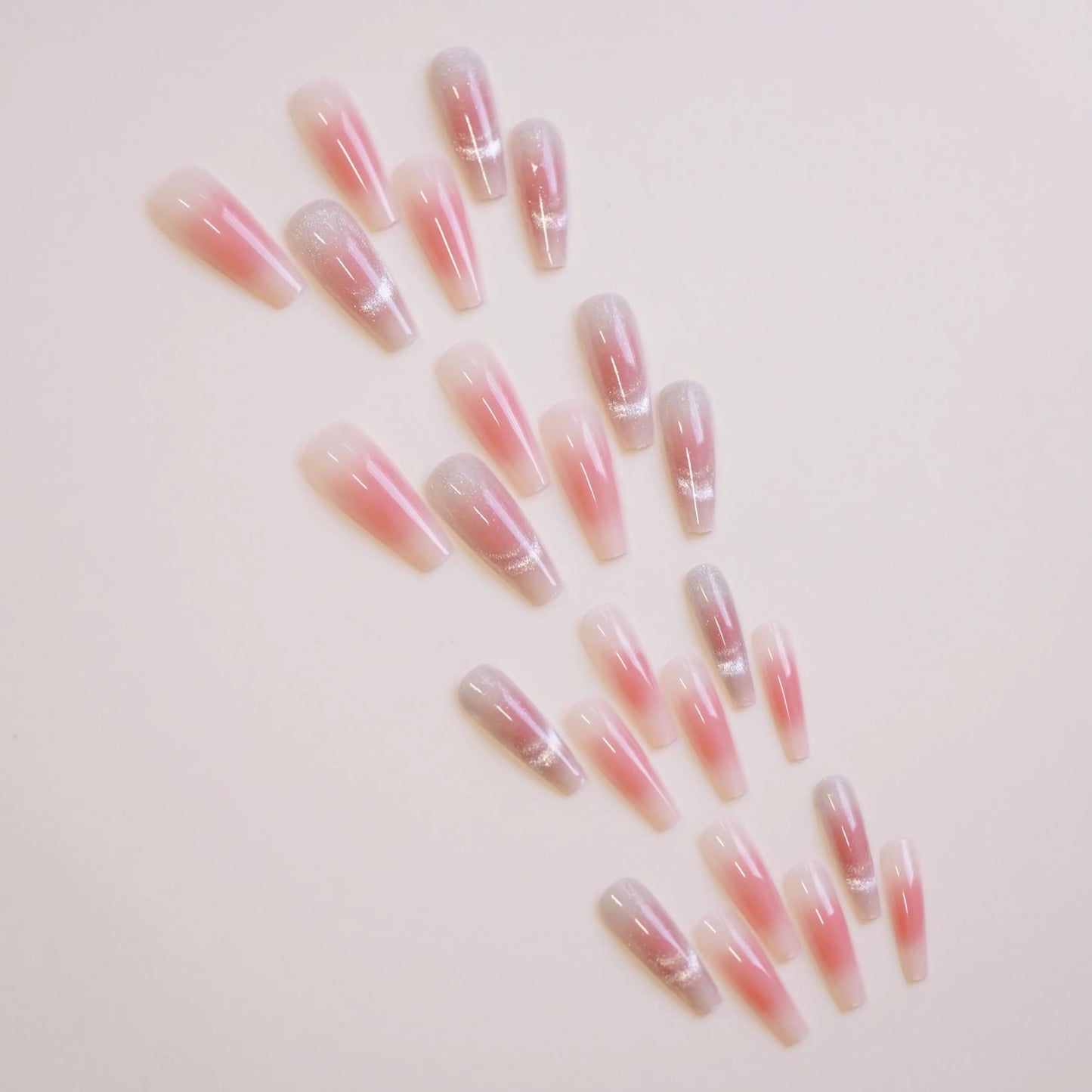 BABALAL Coffin Press on Nails Long Fake Nails White French Glue on Nails Glitter Rhinestone Flower Design Ballerina False Nails 24Pcs Shiny Acrylic Nails for Women and Girls