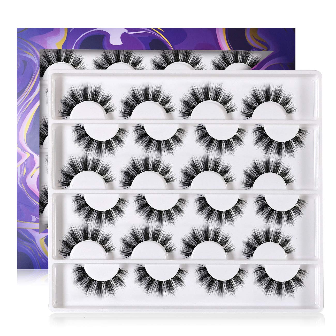 False Eyelashes Thick 20MM Lashes Mink Flutter Volume 3D Fake Eyelashes Dramatic Full Long Faux Mink Eye Lashes Pack 8 Pairs Big Curly False Lash ALICROWN