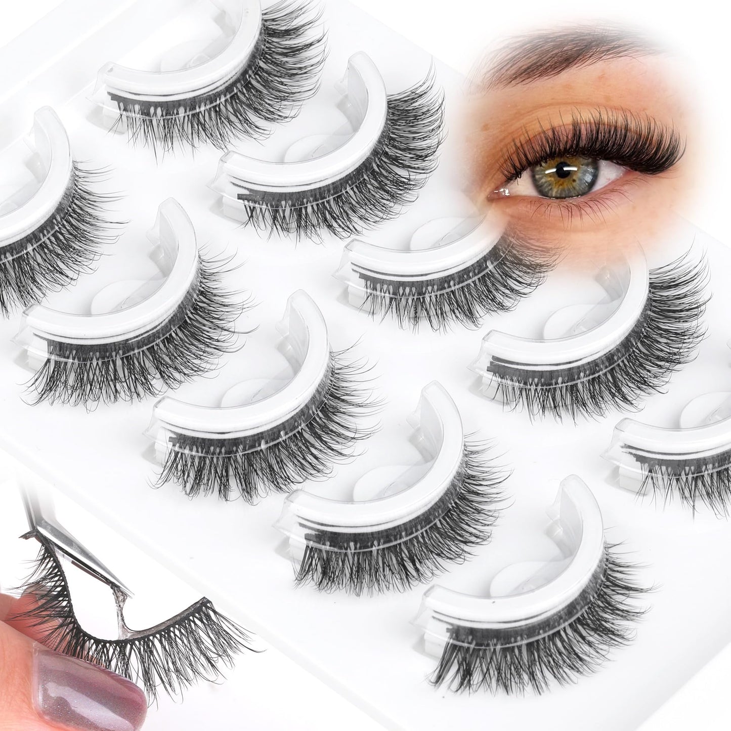 False Eyelashes Thick 20MM Lashes Mink Flutter Volume 3D Fake Eyelashes Dramatic Full Long Faux Mink Eye Lashes Pack 8 Pairs Big Curly False Lash ALICROWN