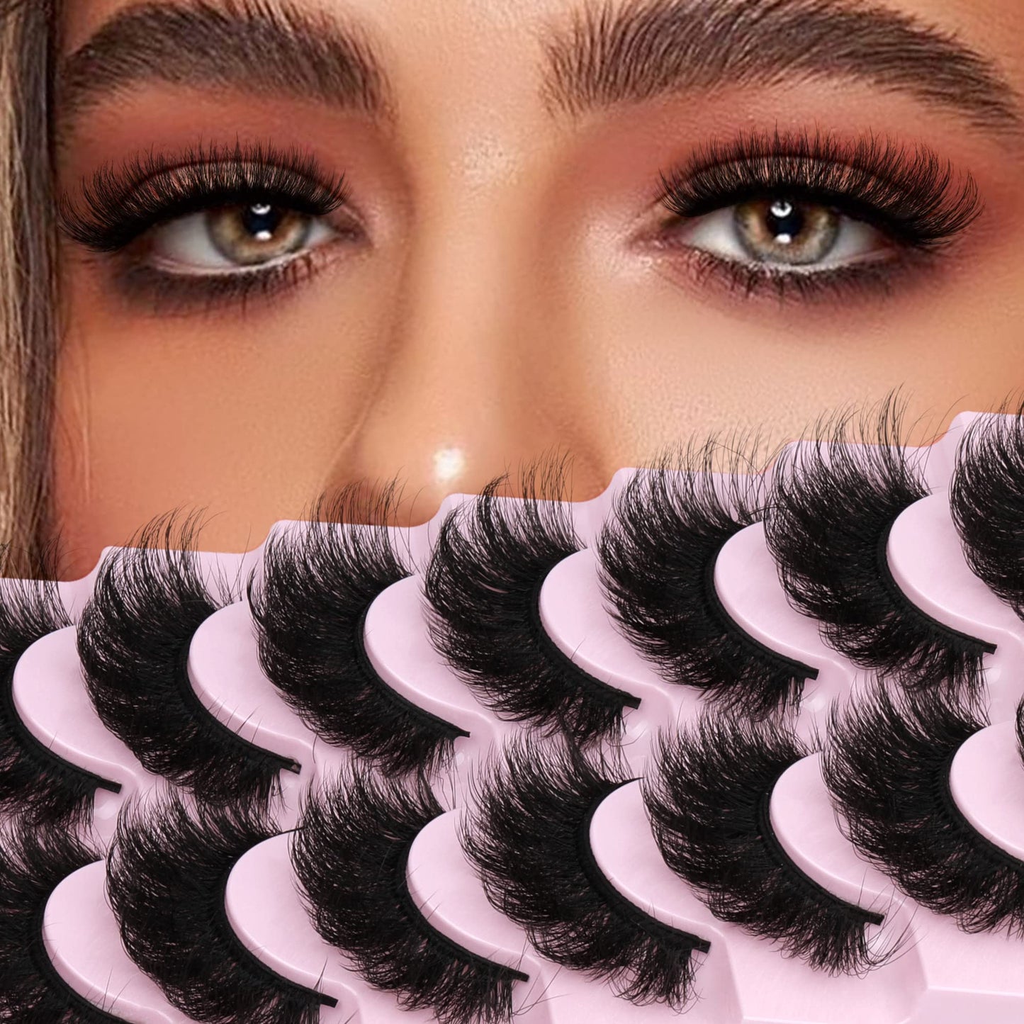 False Eyelashes Thick 20MM Lashes Mink Flutter Volume 3D Fake Eyelashes Dramatic Full Long Faux Mink Eye Lashes Pack 8 Pairs Big Curly False Lash ALICROWN