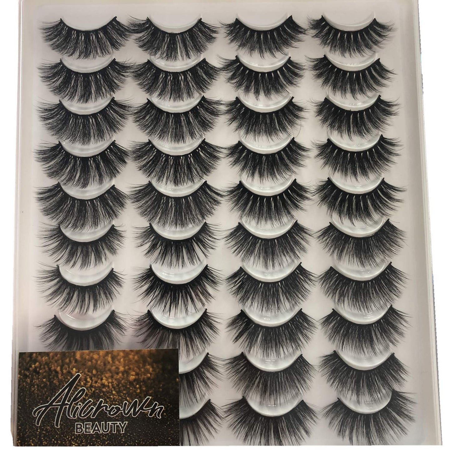 False Eyelashes Thick 20MM Lashes Mink Flutter Volume 3D Fake Eyelashes Dramatic Full Long Faux Mink Eye Lashes Pack 8 Pairs Big Curly False Lash ALICROWN