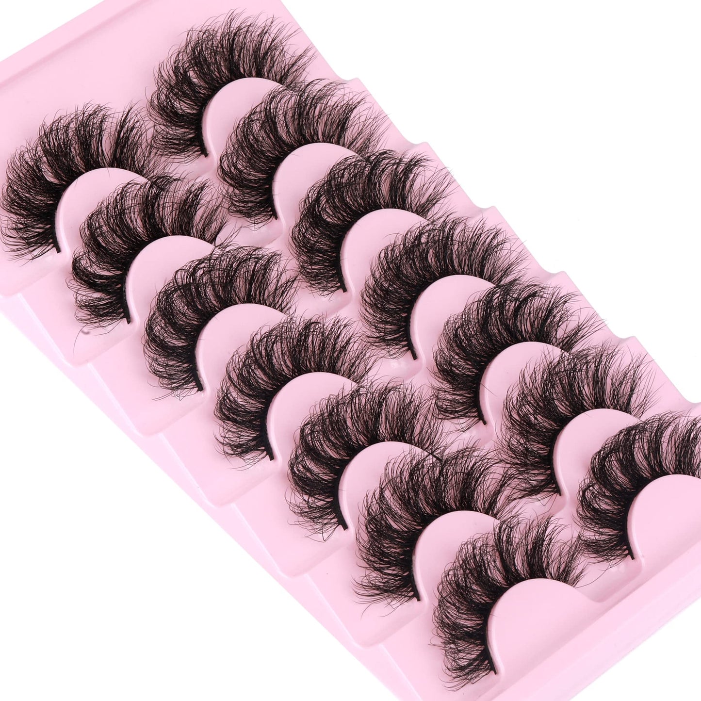 False Eyelashes Thick 20MM Lashes Mink Flutter Volume 3D Fake Eyelashes Dramatic Full Long Faux Mink Eye Lashes Pack 8 Pairs Big Curly False Lash ALICROWN