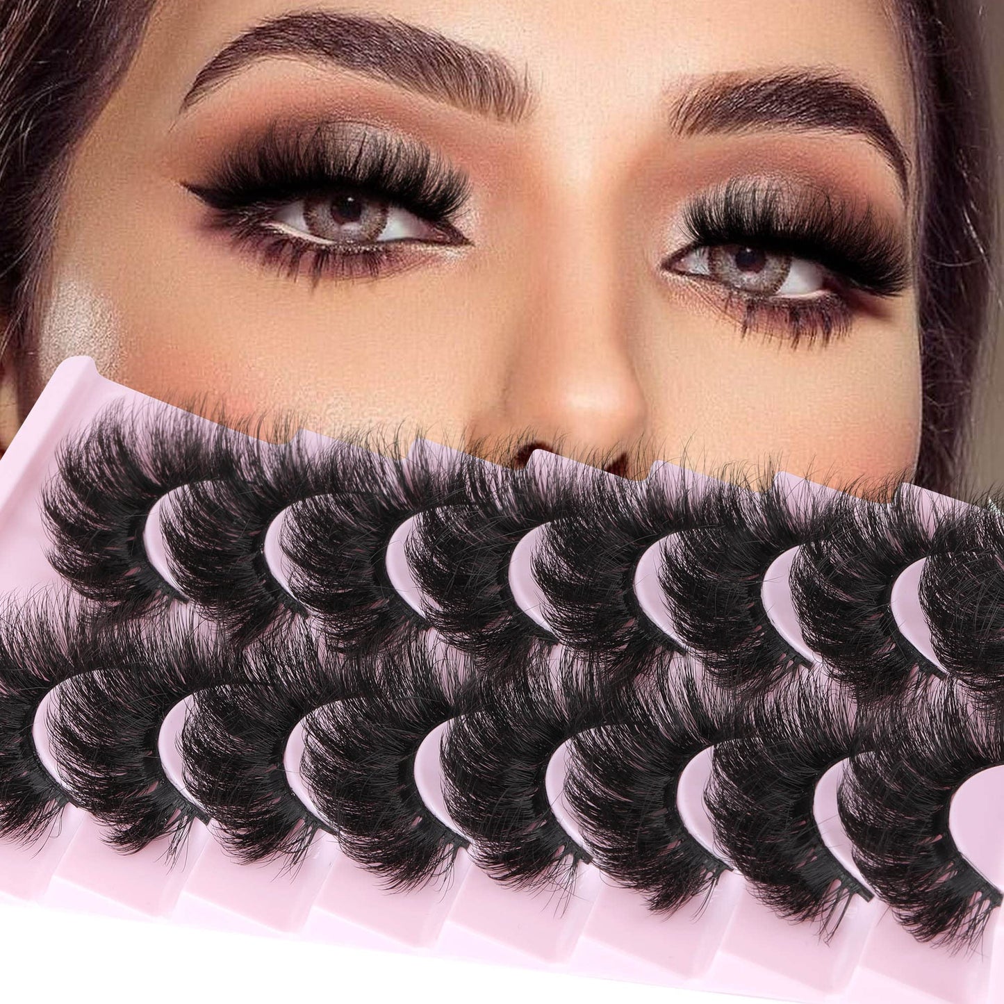 False Eyelashes Thick 20MM Lashes Mink Flutter Volume 3D Fake Eyelashes Dramatic Full Long Faux Mink Eye Lashes Pack 8 Pairs Big Curly False Lash ALICROWN