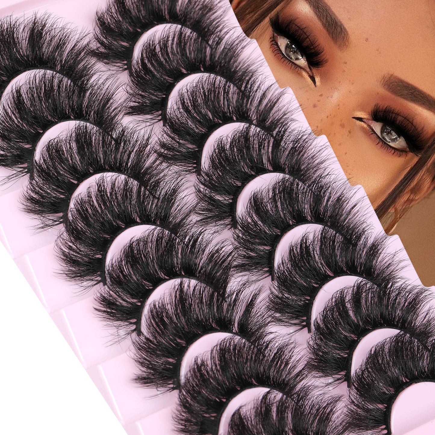 False Eyelashes Thick 20MM Lashes Mink Flutter Volume 3D Fake Eyelashes Dramatic Full Long Faux Mink Eye Lashes Pack 8 Pairs Big Curly False Lash ALICROWN