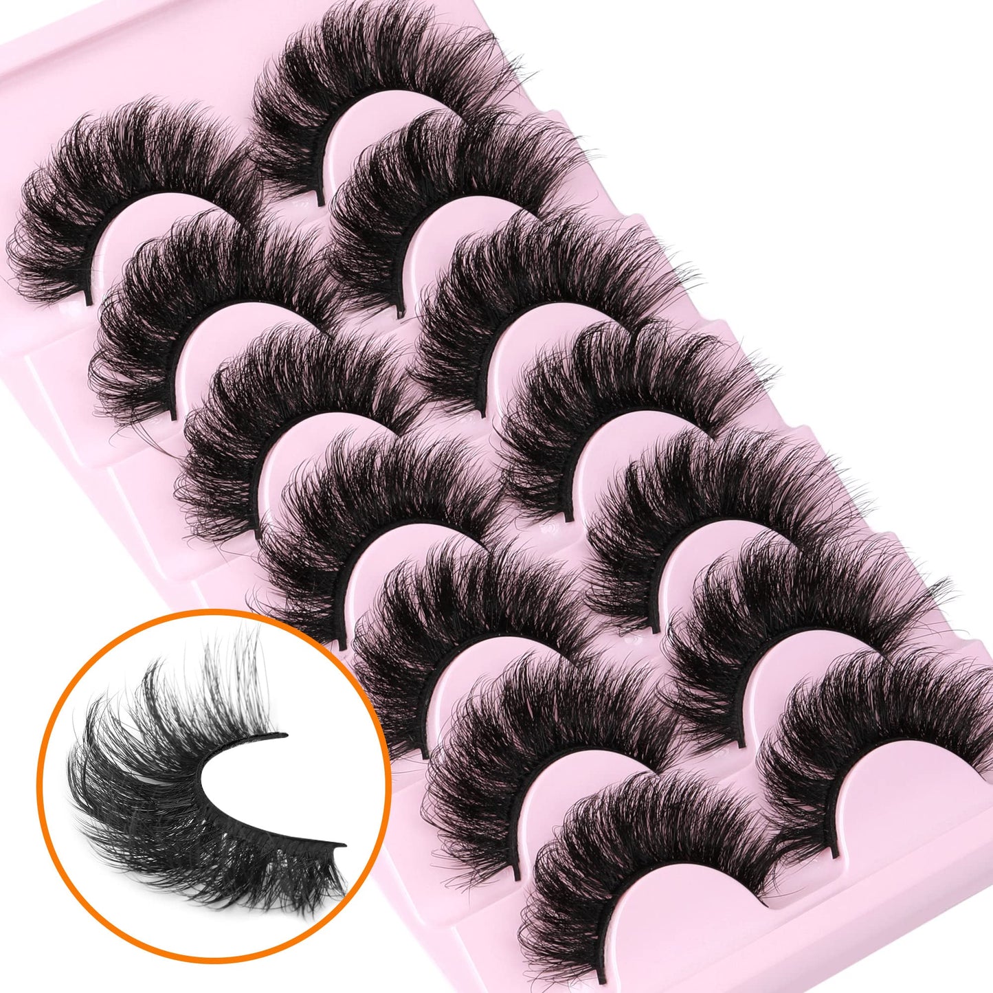 False Eyelashes Thick 20MM Lashes Mink Flutter Volume 3D Fake Eyelashes Dramatic Full Long Faux Mink Eye Lashes Pack 8 Pairs Big Curly False Lash ALICROWN