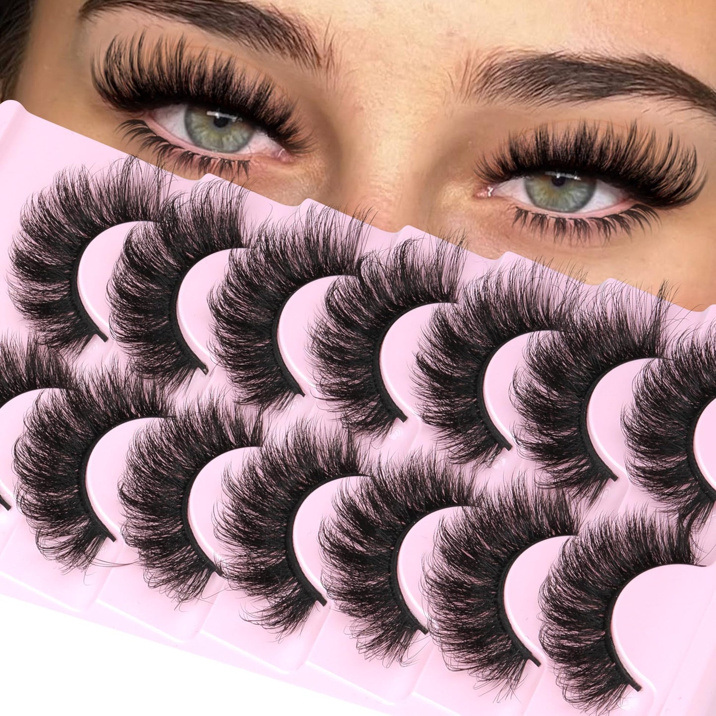 False Eyelashes Thick 20MM Lashes Mink Flutter Volume 3D Fake Eyelashes Dramatic Full Long Faux Mink Eye Lashes Pack 8 Pairs Big Curly False Lash ALICROWN
