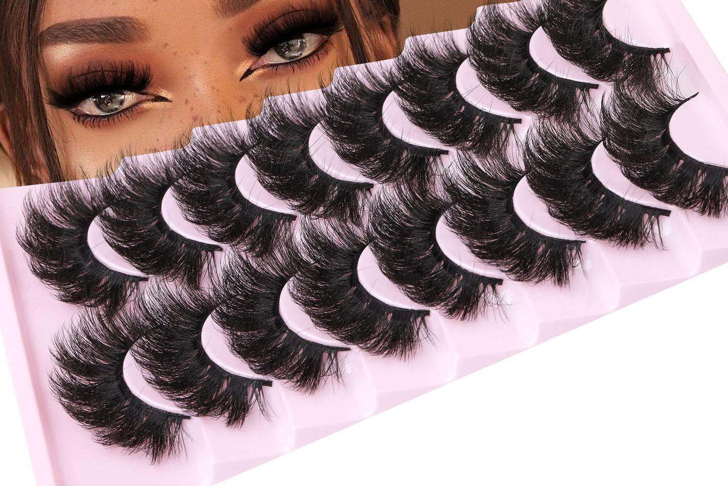 False Eyelashes Thick 20MM Lashes Mink Flutter Volume 3D Fake Eyelashes Dramatic Full Long Faux Mink Eye Lashes Pack 8 Pairs Big Curly False Lash ALICROWN